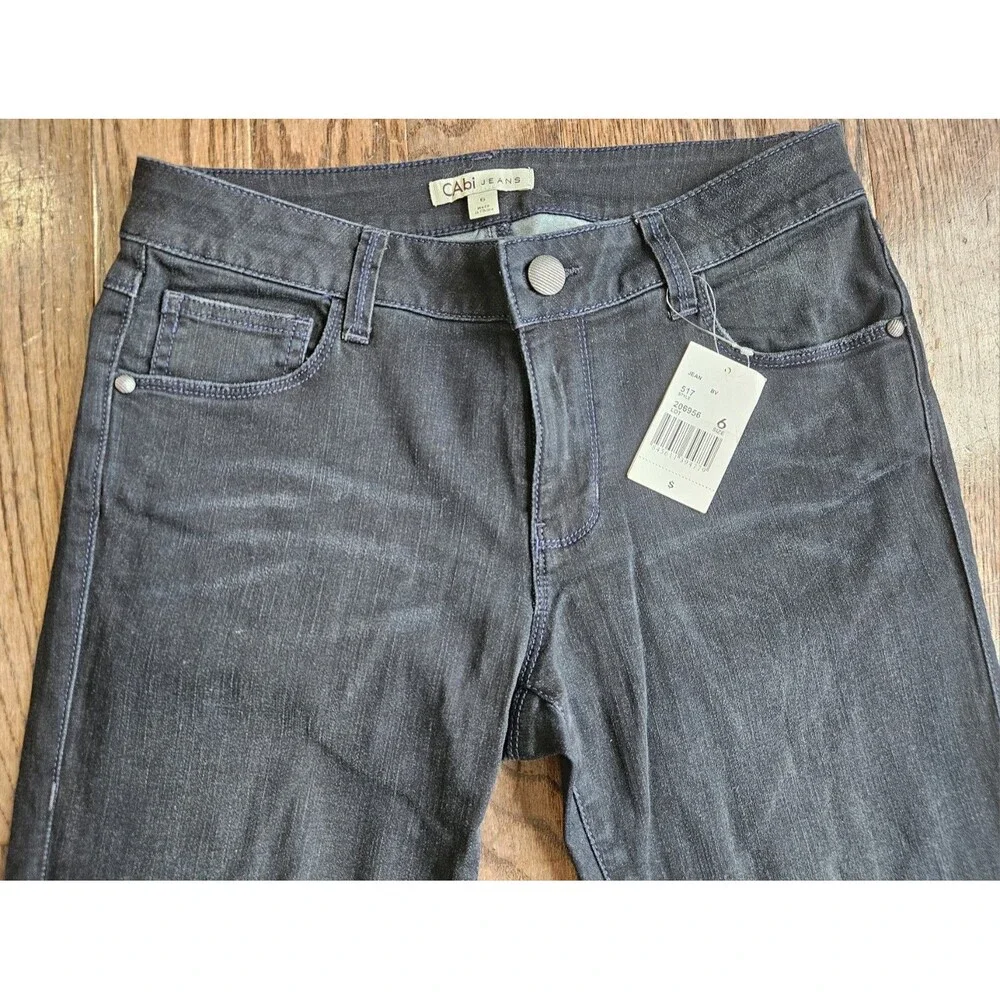 CAbi #517 Black Dark Wash Jeans STRETCH Cropped NWT Women's Size 6 - Picture 4 of 15